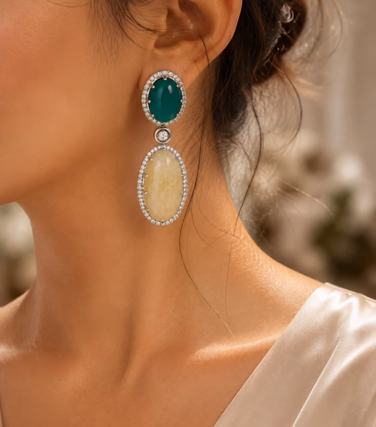 Ivory Emerald Luxe Earrings