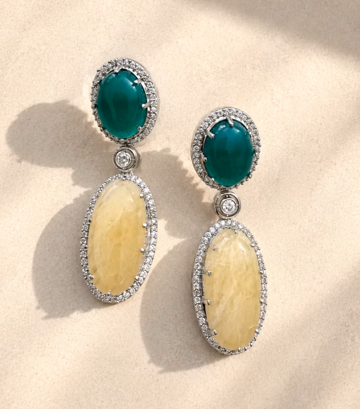 Ivory Emerald Luxe Earrings
