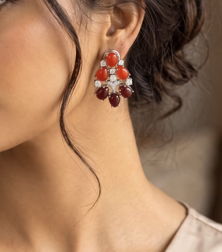 Ruby Petal Earrings